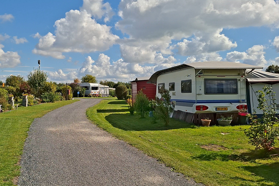 Spacious camping pitches for members at naturist site De Brongaard